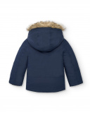 Manteau bleu à capuche en fausse fourrure pour garçon de la