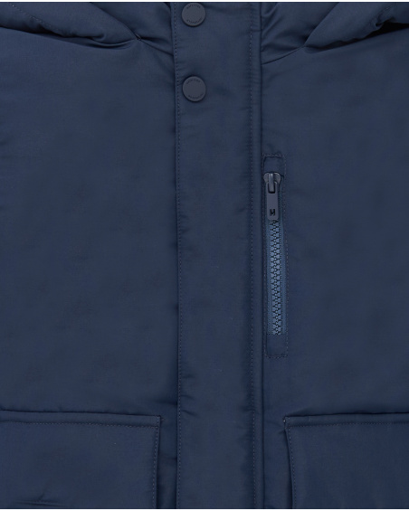 Manteau bleu à capuche en fausse fourrure pour garçon de la