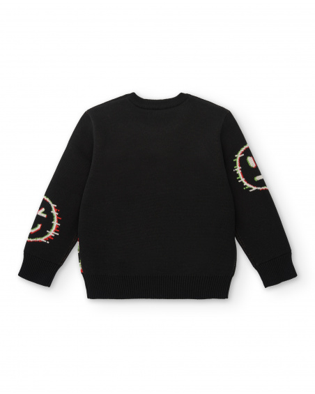 Pull tricoté avec imprimé émoticônes pour garçon collection