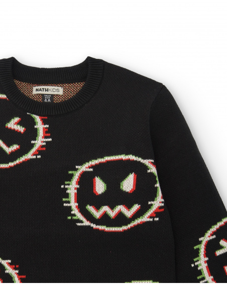 Pull tricoté avec imprimé émoticônes pour garçon collection