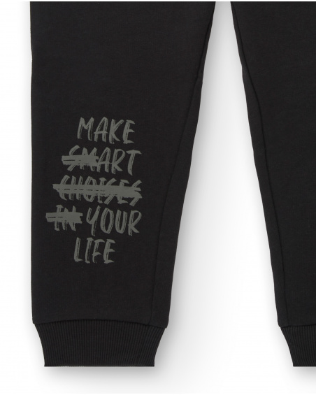 Pantalon de survêtement noir à détails graphiques pour garçon