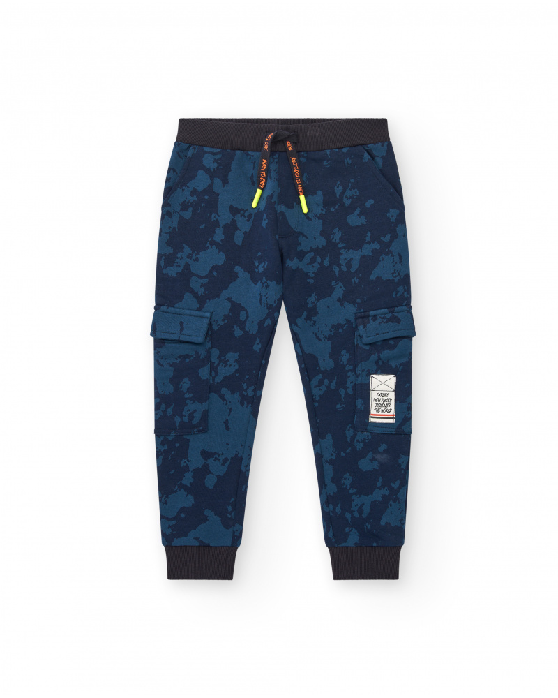 Pantalon cargo à imprimé camouflage bleu pour garçon collection