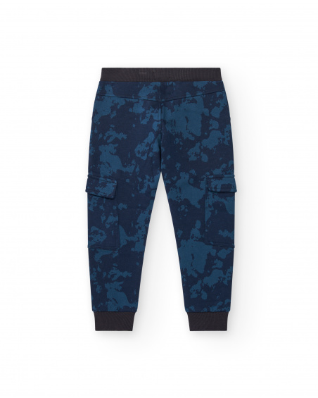 Pantalon cargo à imprimé camouflage bleu pour garçon collection