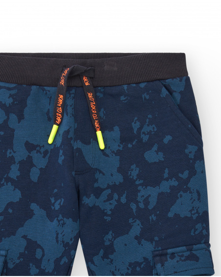 Pantalon cargo à imprimé camouflage bleu pour garçon collection
