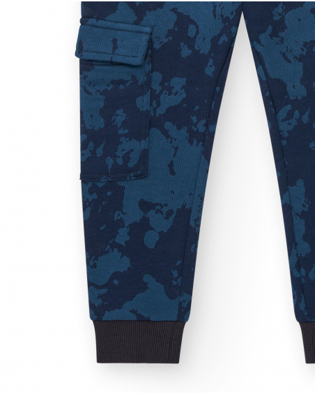 Pantalon cargo à imprimé camouflage bleu pour garçon collection