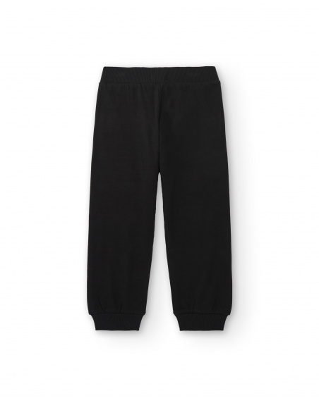 Pantalon de jogging garçon noir avec cordon réglable bicolore
