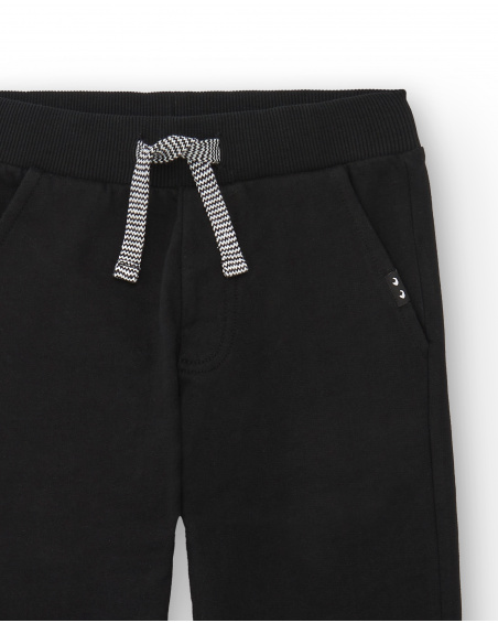 Pantalon de jogging garçon noir avec cordon réglable bicolore