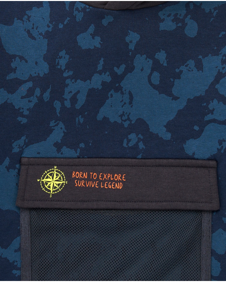 Sweat à capuche camouflage avec poche avant pour garçon