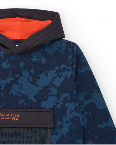 Sweat à capuche camouflage avec poche avant pour garçon