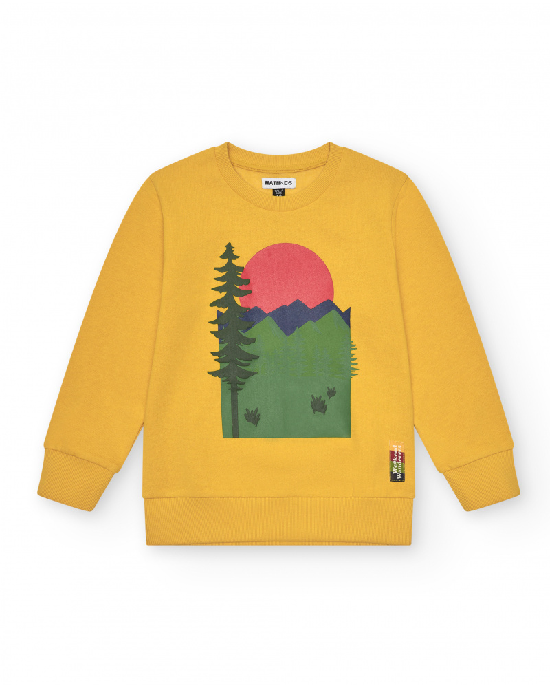 Sweat jaune à imprimé paysage pour garçon de la collection