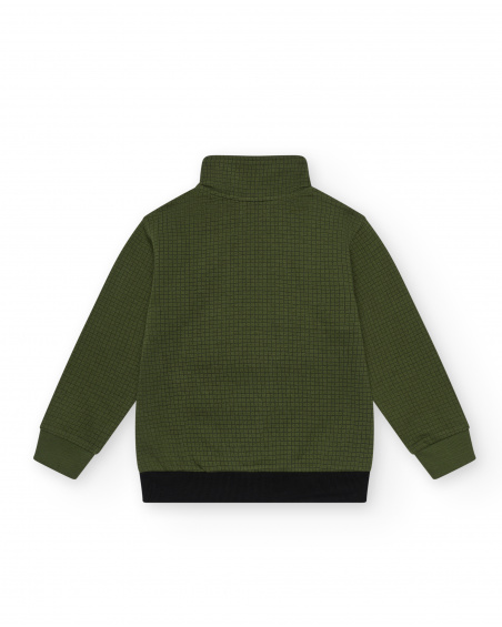 Sweat vert avec poche avant et fermeture éclair pour garçon de