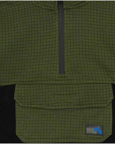 Sweat vert avec poche avant et fermeture éclair pour garçon de