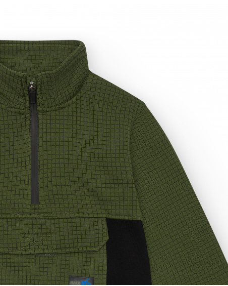 Sweat vert avec poche avant et fermeture éclair pour garçon de