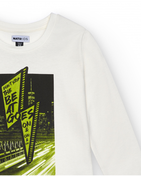 T-shirt blanc à imprimé urbain "Don't Stop the Beat" pour