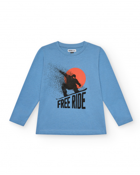 T-shirt bleu avec imprimé "Free Ride" pour garçon de la