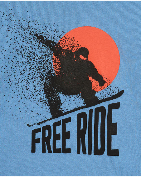 T-shirt bleu avec imprimé "Free Ride" pour garçon de la