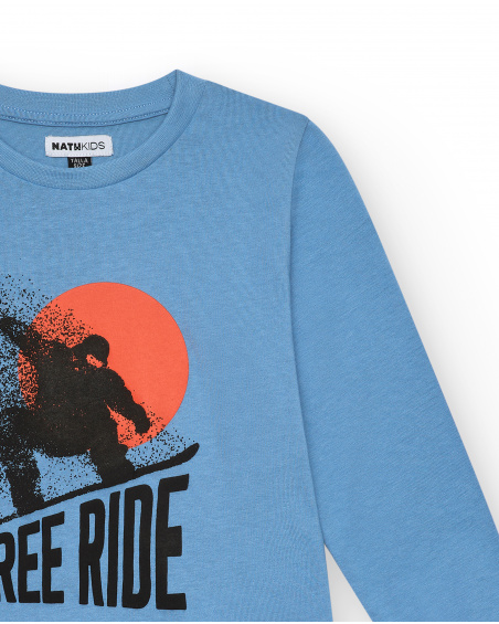 T-shirt bleu avec imprimé "Free Ride" pour garçon de la