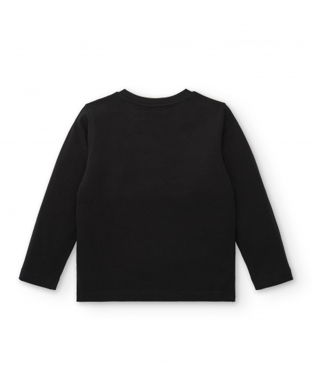 T-shirt noir avec imprimé "Snowmobile Crossing" pour garçon de