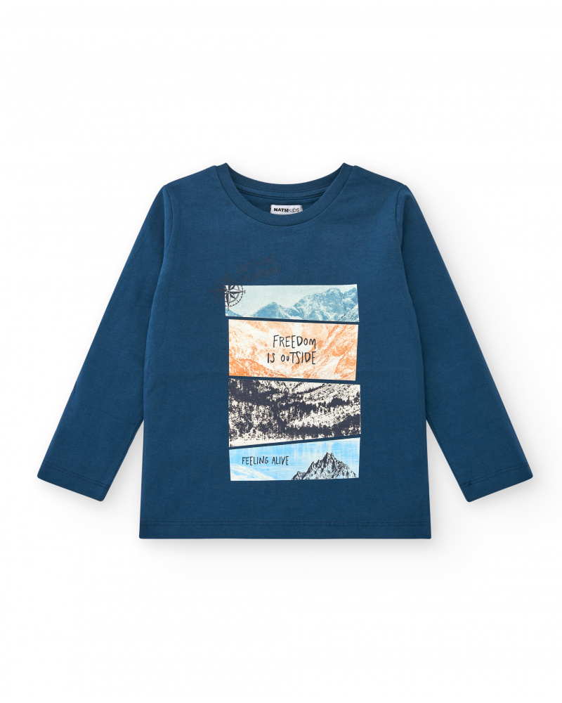 T-shirt bleu imprimé paysage garçon collection Made for