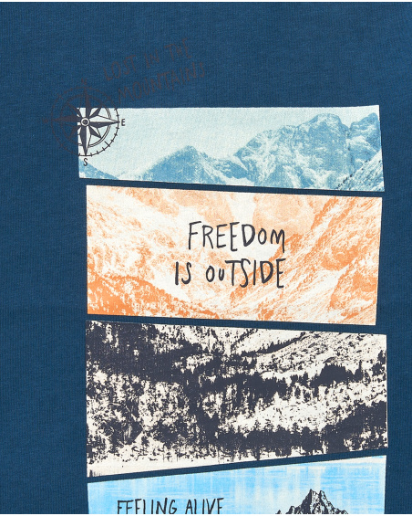 T-shirt bleu imprimé paysage garçon collection Made for
