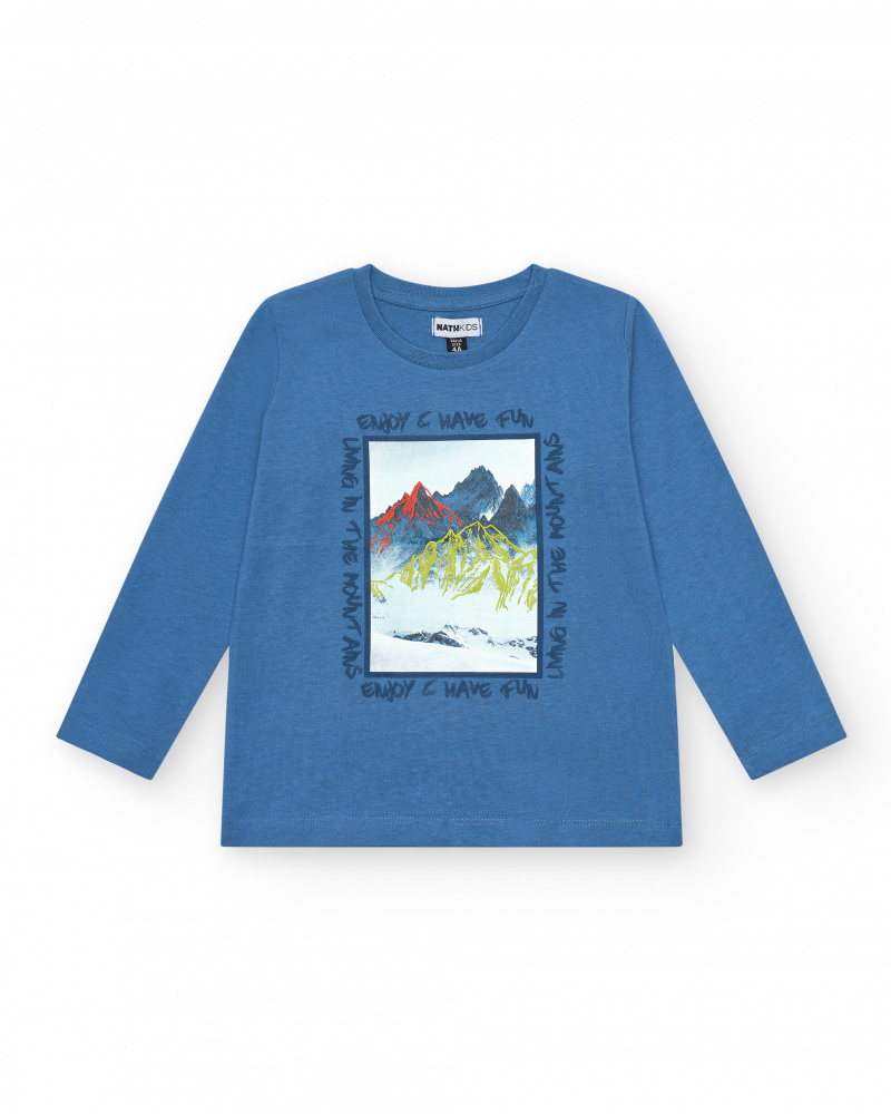 T-shirt bleu imprimé montagne garçon collection Made for