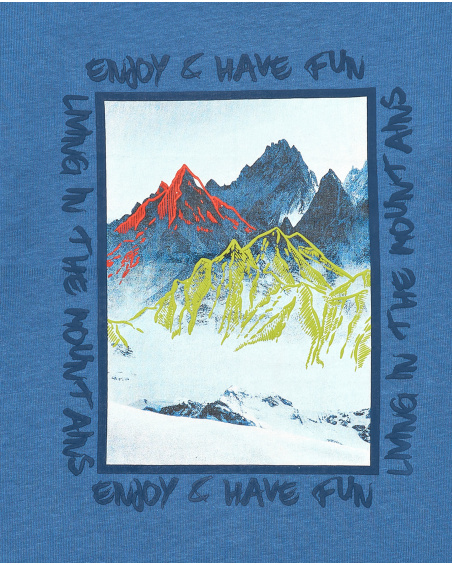 T-shirt bleu imprimé montagne garçon collection Made for