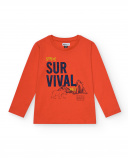 T-shirt orange avec imprimé "Survival Skills" pour garçon