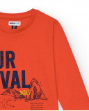 T-shirt orange avec imprimé "Survival Skills" pour garçon