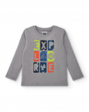 T-shirt gris imprimé "Explore" pour garçon collection Made for