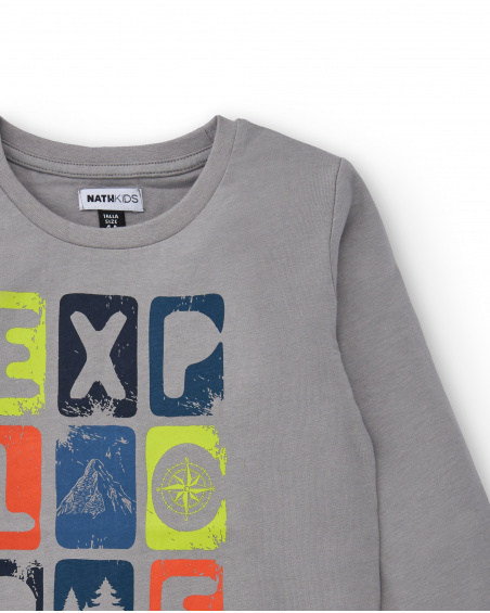 T-shirt gris imprimé "Explore" pour garçon collection Made for