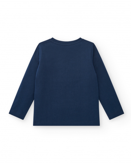 T-shirt bleu imprimé renard pour garçon de la collection