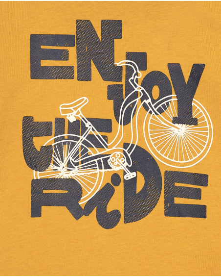 T-shirt jaune à manches longues pour garçon avec imprimé Enjoy