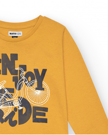 T-shirt jaune à manches longues pour garçon avec imprimé Enjoy