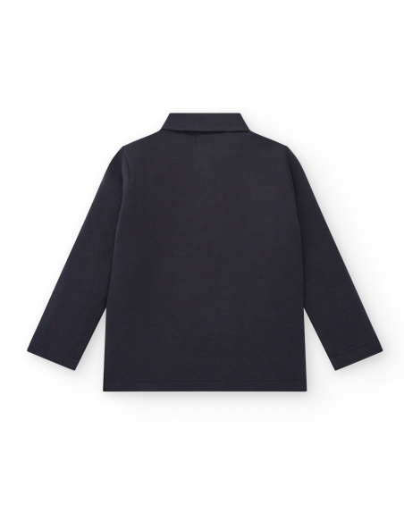 Polo noir à manches longues pour garçon avec imprimé City Life
