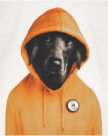 T-shirt blanc à manches longues pour garçon avec imprimé chien