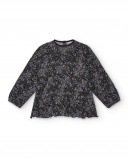 Blouse noire imprimée avec détails appliqués brillants pour Blouse noire imprimée avec détails appliqués brillants pour