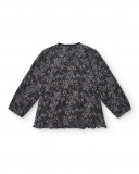 Blouse noire imprimée avec détails appliqués brillants pour Blouse noire imprimée avec détails appliqués brillants pour