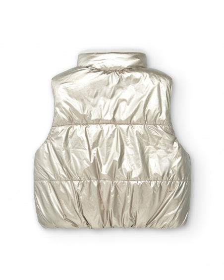 Gilet réversible fille crème et argent collection The Land of