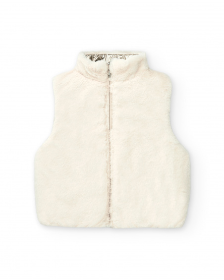 Gilet réversible fille crème et argent collection The Land of
