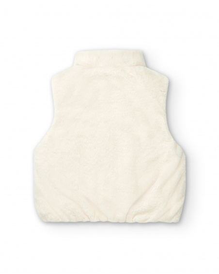 Gilet réversible fille crème et argent collection The Land of