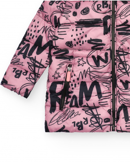 Manteau matelassé à imprimé graffiti rose et noir collection