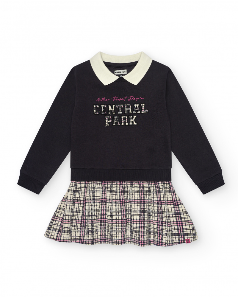 Robe en maille avec jupe à carreaux pour fille de la collection