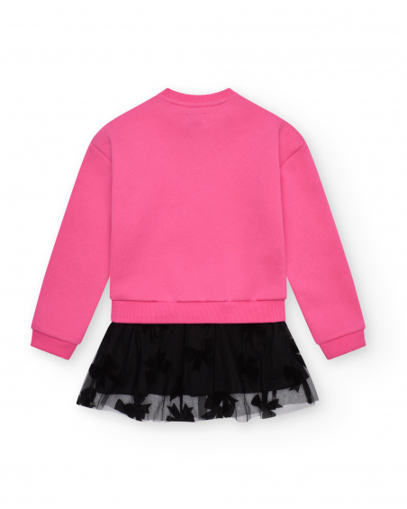Robe rose avec nœud et jupe en tulle fille collection Magic Poetry
