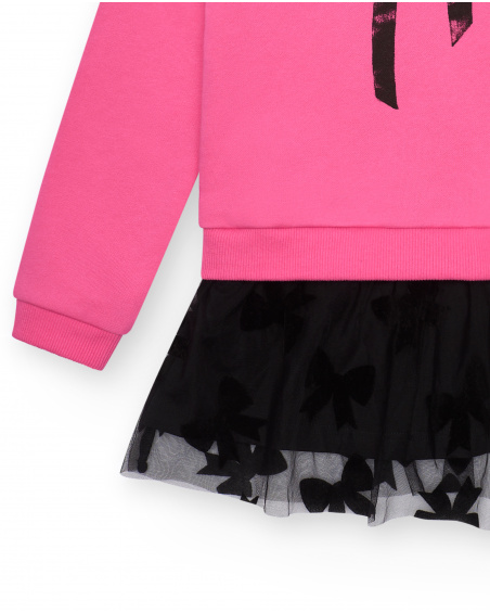 Robe rose avec nœud et jupe en tulle fille collection Magic Poetry