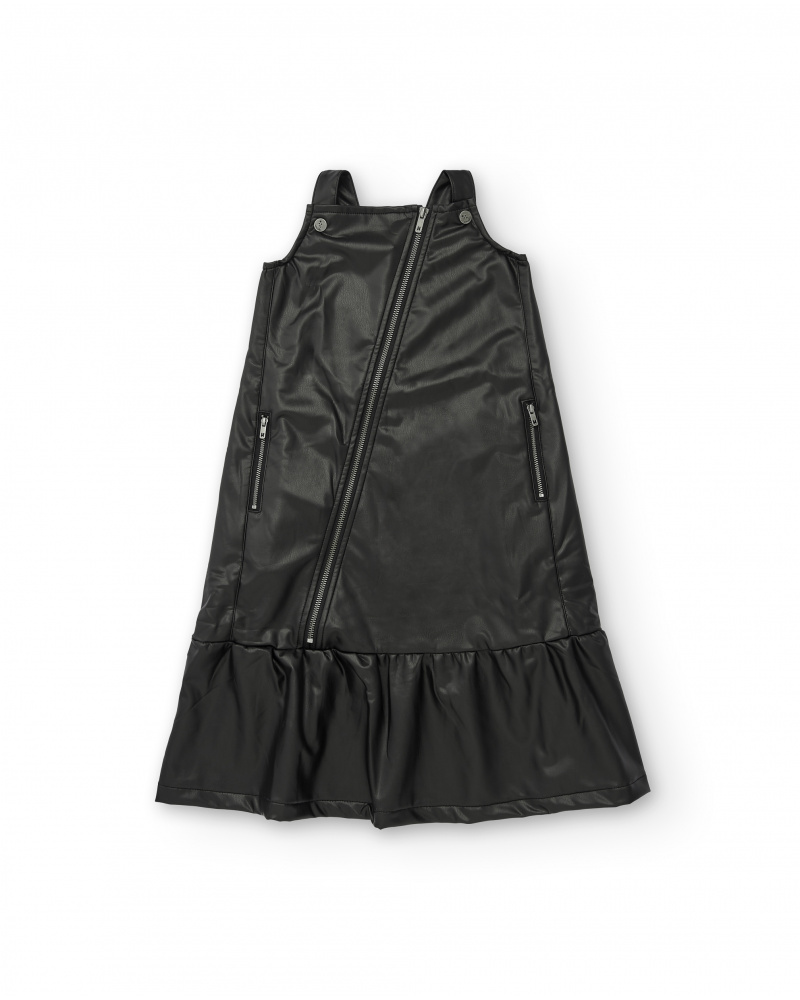 Robe en simili cuir avec fermeture éclair diagonale noire pour fille de la collection Dive into the