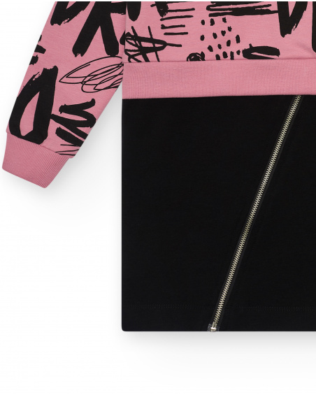 Robe sweat imprimé graffiti rose et noir collection Rebel Dreamers