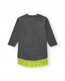 Robe grise à volant vert et message "Rock n Love" Collection Rock N Love Robe grise à volant vert et message "Rock n Love" Collection Rock N Love