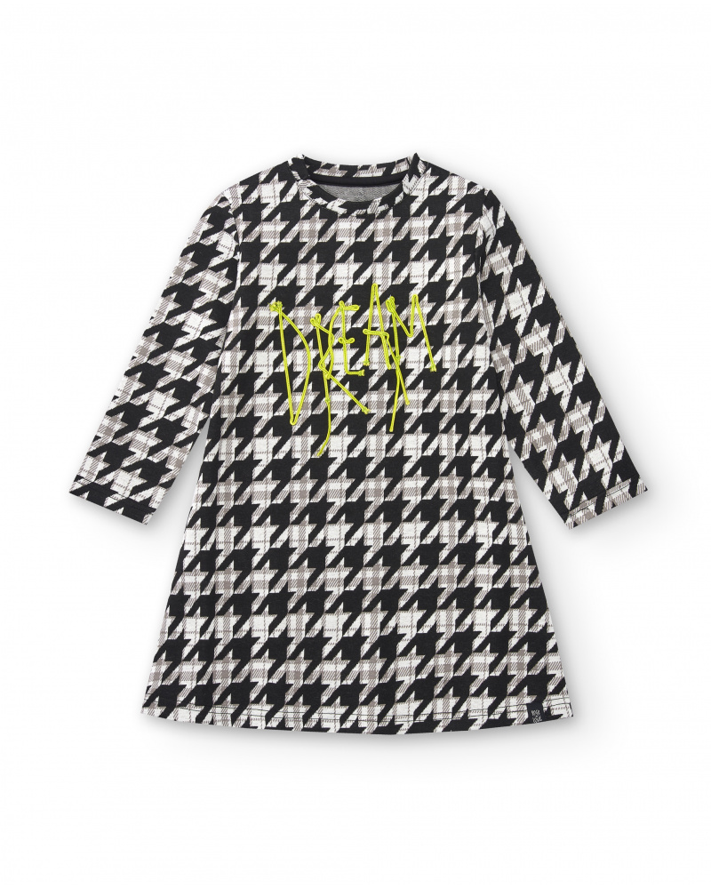 Robe imprimé pied de poule avec message "Dream" fille collection Rebel Dreamers