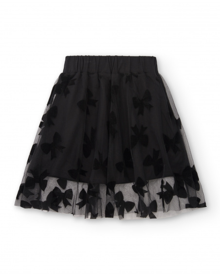Jupe en tulle noir imprimé nœud fille collection Magic Poetry