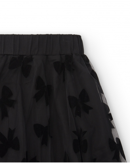 Jupe en tulle noir imprimé nœud fille collection Magic Poetry